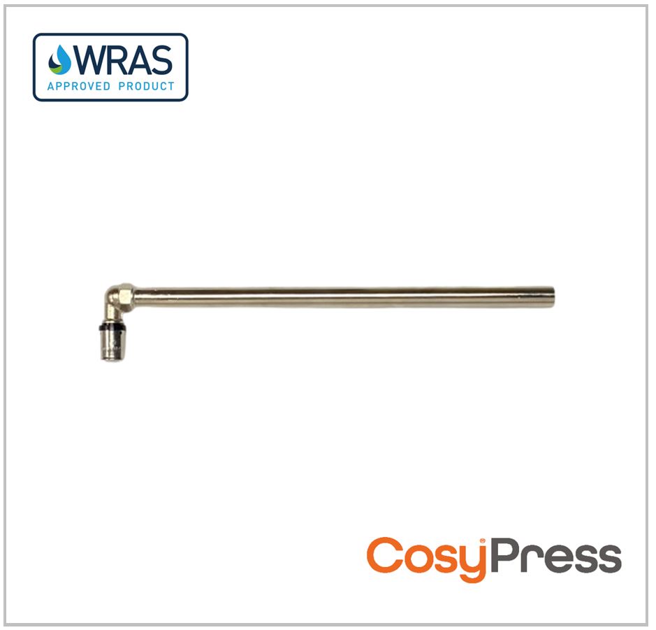 CosyPress16mm U Profile Radiator Elbow with 300mm Chrome Pipe